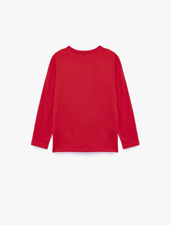 Kız Çocuk Uzun Kollu Bisiklet Yaka Nakış Detaylı Pamuklu Tişört