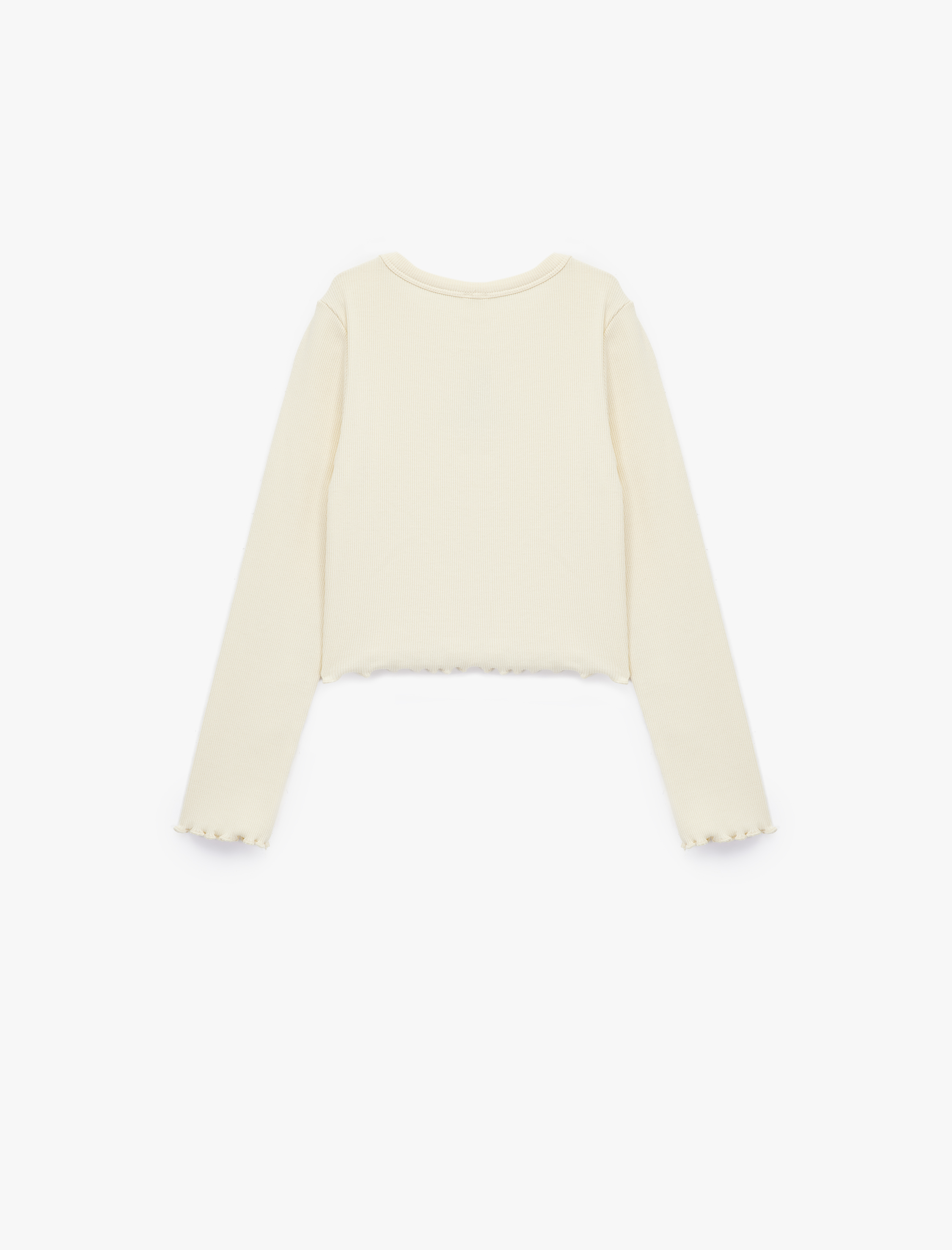  Kız Çocuk Uzun Kollu Bisiklet Yaka Ayıcık Nakışlı Pamuklu Tişört