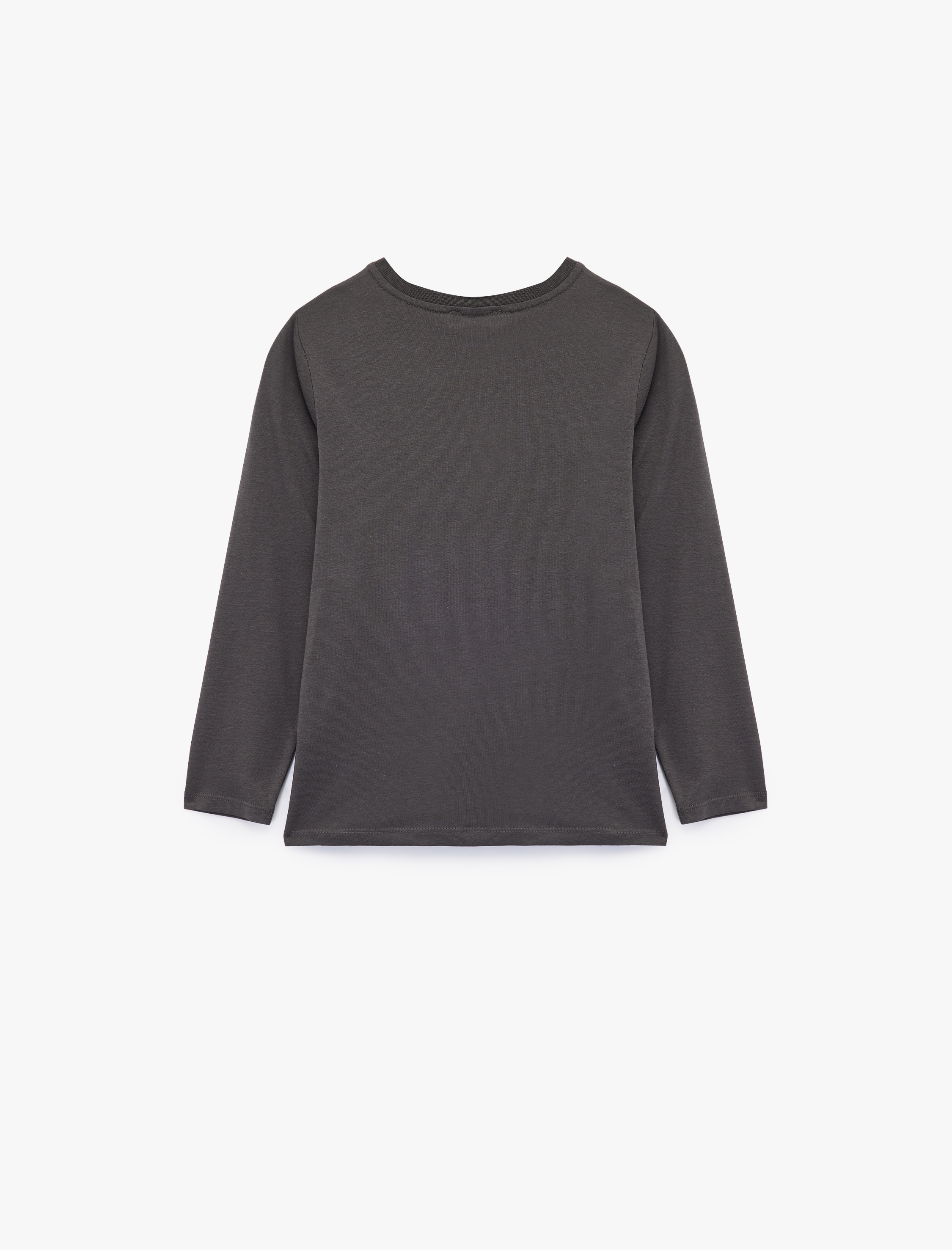  Kız Çocuk Uzun Kollu Bisiklet Yaka Kalp Baskılı Pamuklu Tişört