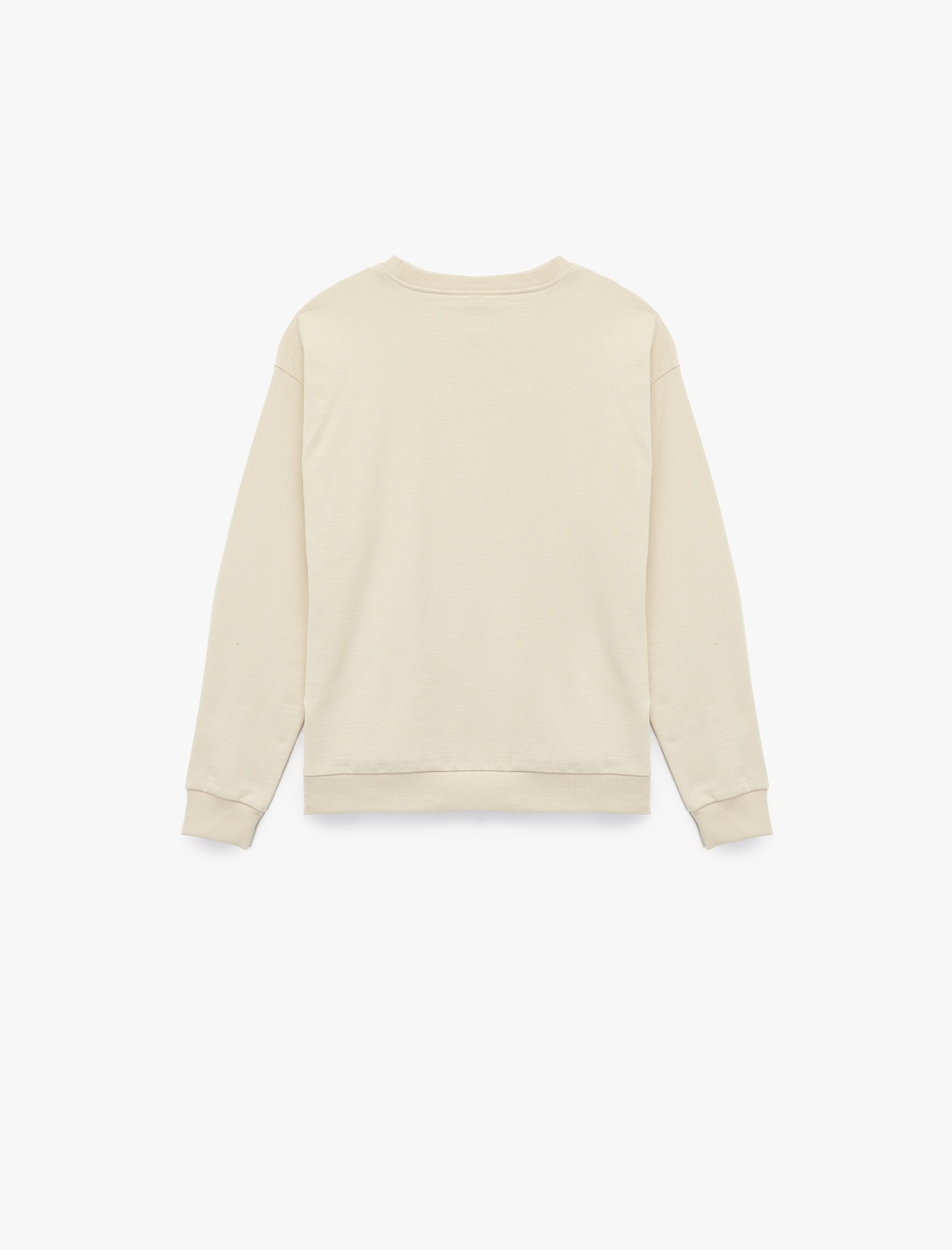  Kız Çocuk Şardonlu Uzun Kollu Bisiklet Yaka Pamuklu Baskılı Sweatshirt