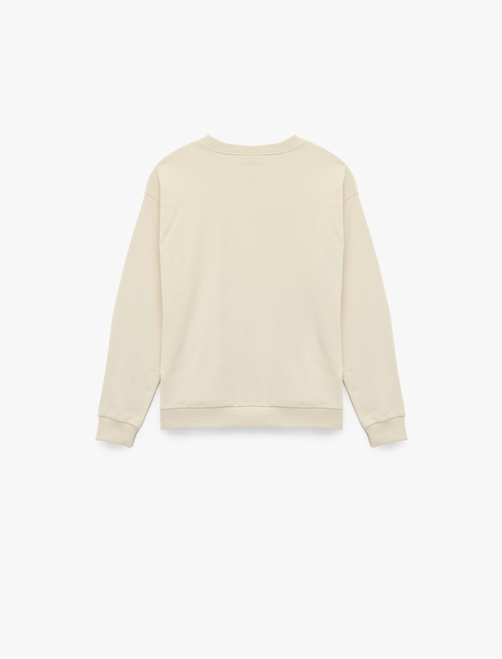 Kız Çocuk Şardonlu Uzun Kollu Bisiklet Yaka Pamuklu Baskılı Sweatshirt