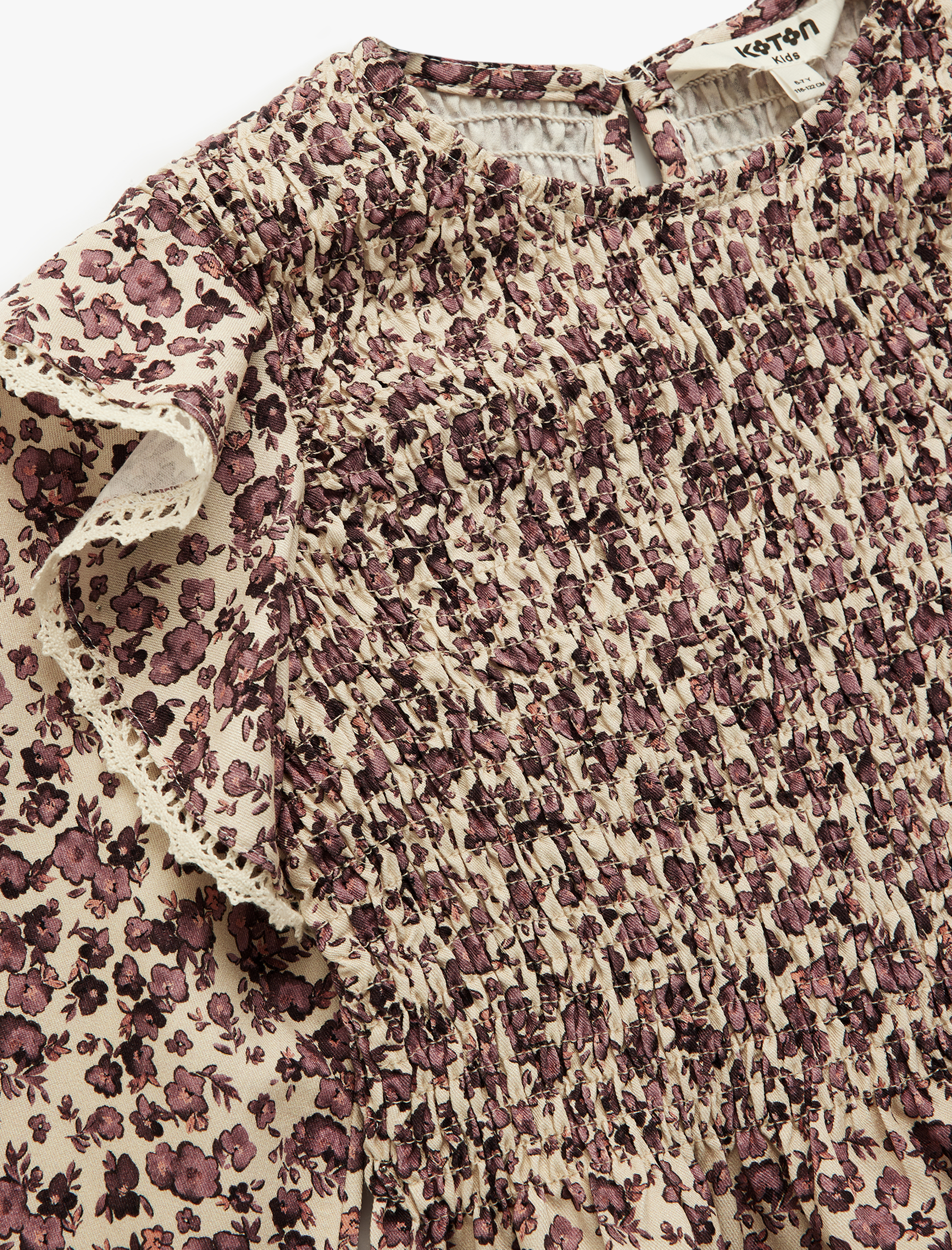  Kız Çocuk Uzun Kollu Bisiklet Yaka Gipeli Çiçekli Viskon Bluz