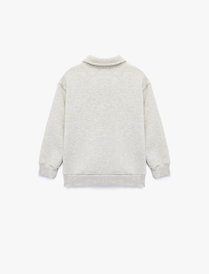 Kız Çocuk Uzun Kollu Düğmeli Polo Yaka Sweatshirt