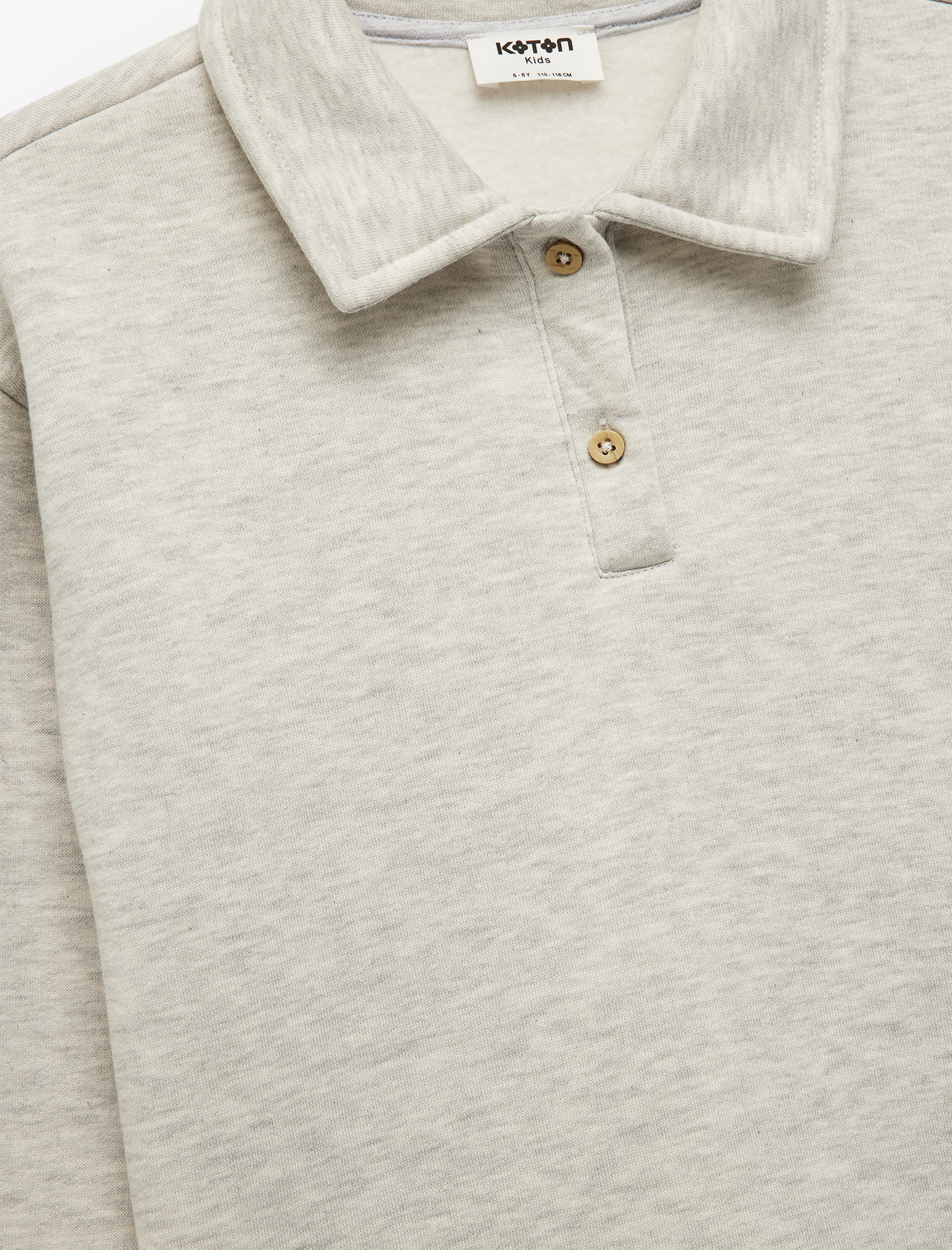  Kız Çocuk Uzun Kollu Düğmeli Polo Yaka Sweatshirt