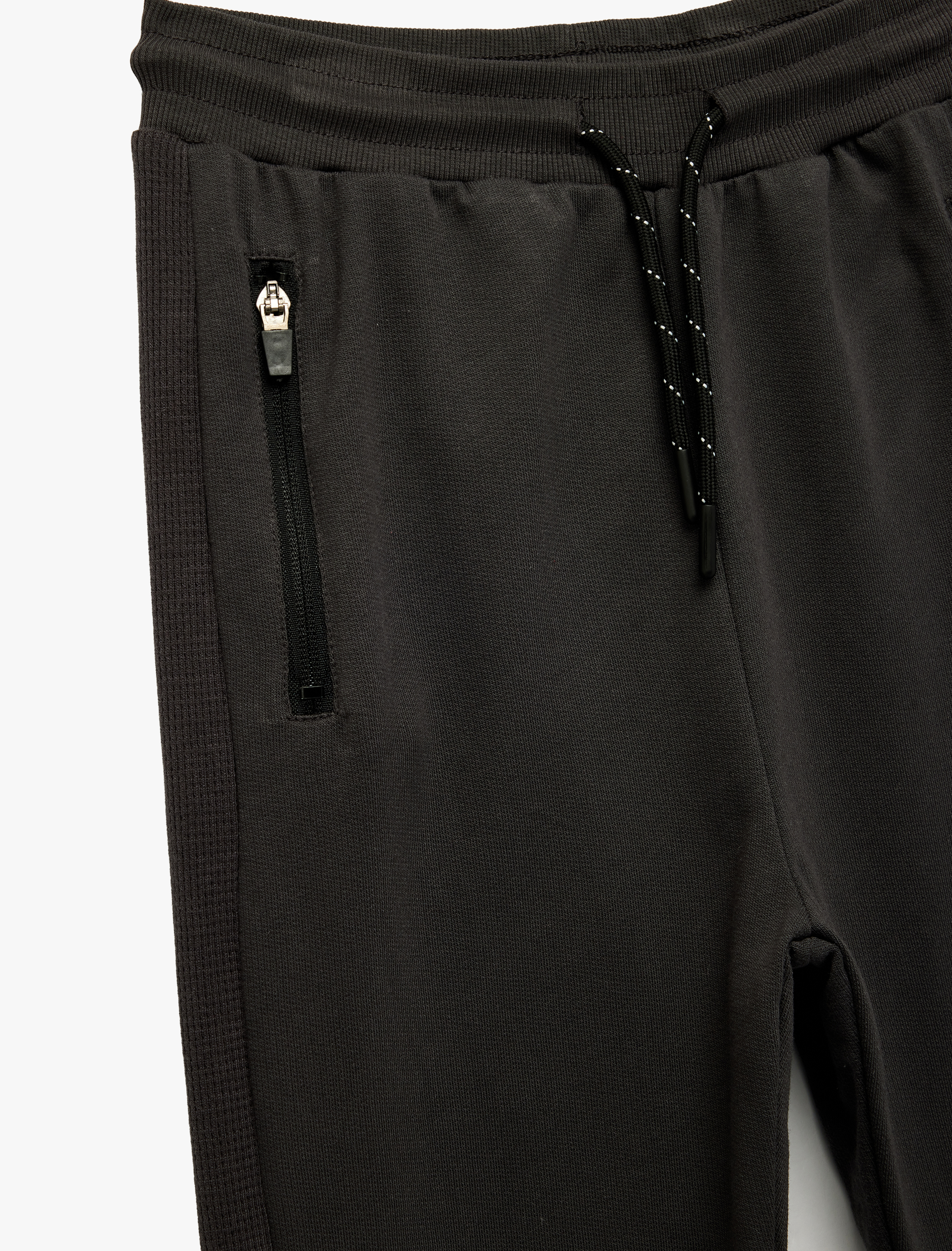  Erkek Çocuk Fermuar Detaylı Pamuklu Beli Bağlamalı Basic Eşofman Altı