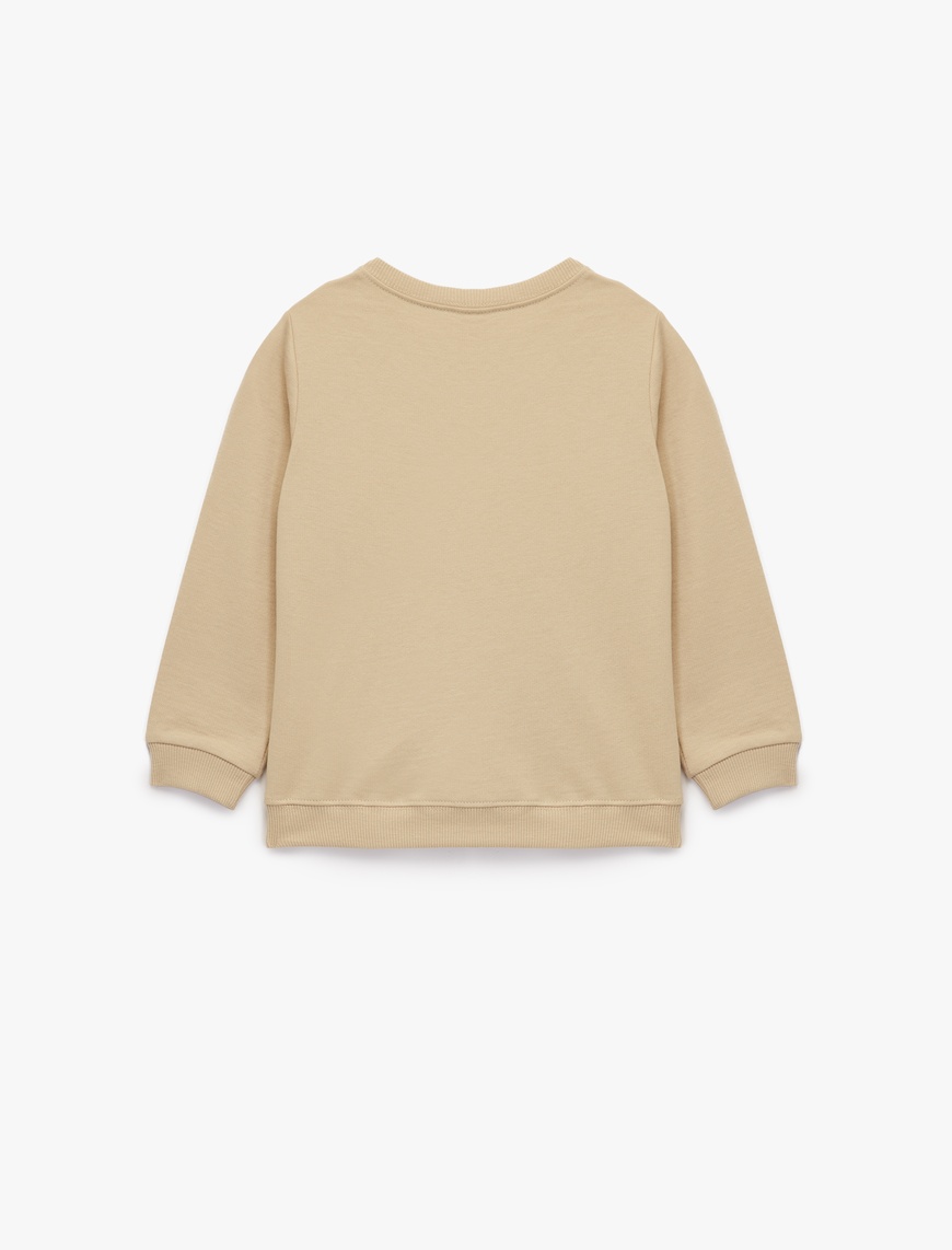  Erkek Bebek Pamuklu Uzun Kollu Bisiklet Yaka Dinozor Baskılı Sweatshirt