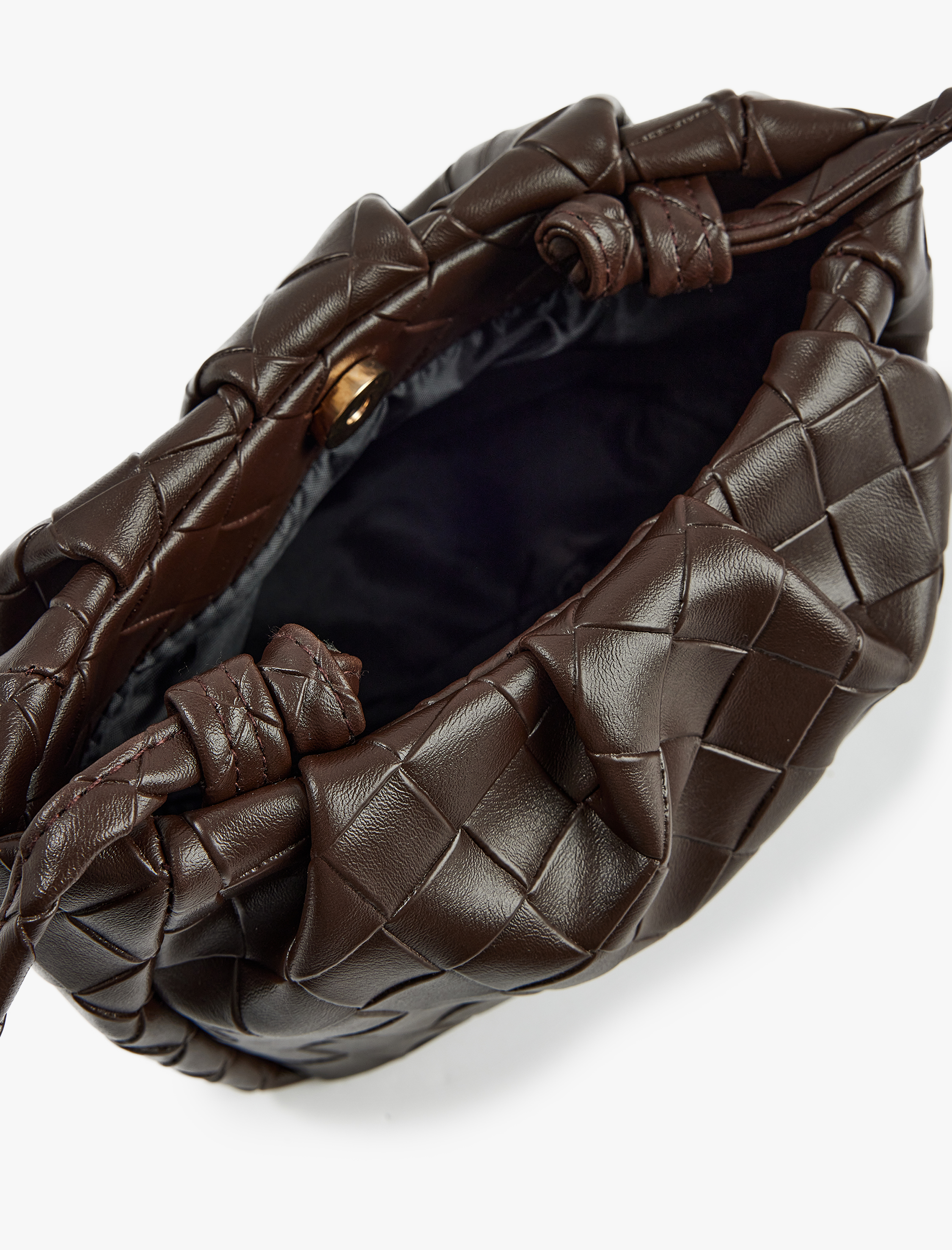  Kadın Suni Deri Örgü Detaylı Çapraz Çanta