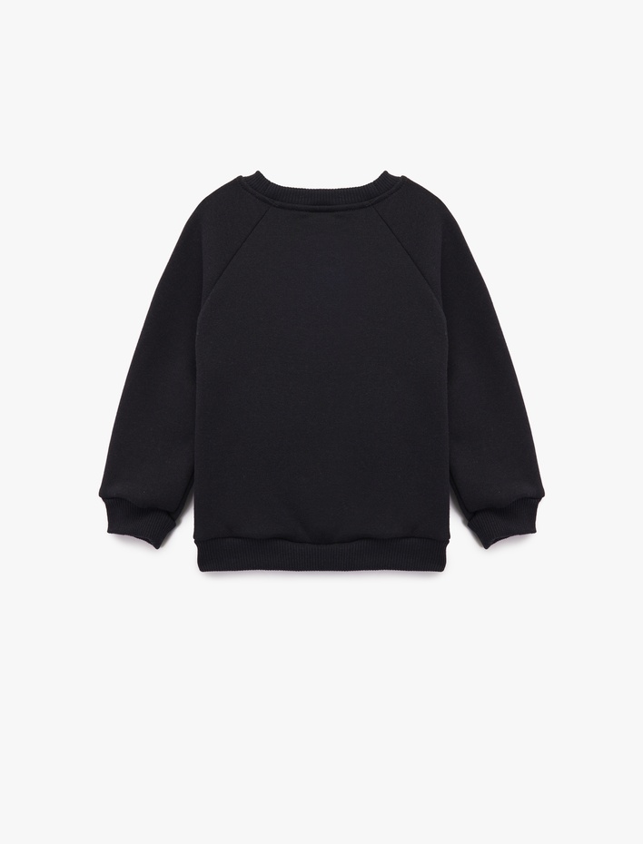 Erkek Bebek Uzun Kollu Bisiklet Yaka Ayıcık Baskılı Sweatshirt