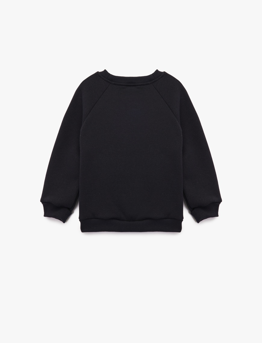  Erkek Bebek Uzun Kollu Bisiklet Yaka Ayıcık Baskılı Sweatshirt
