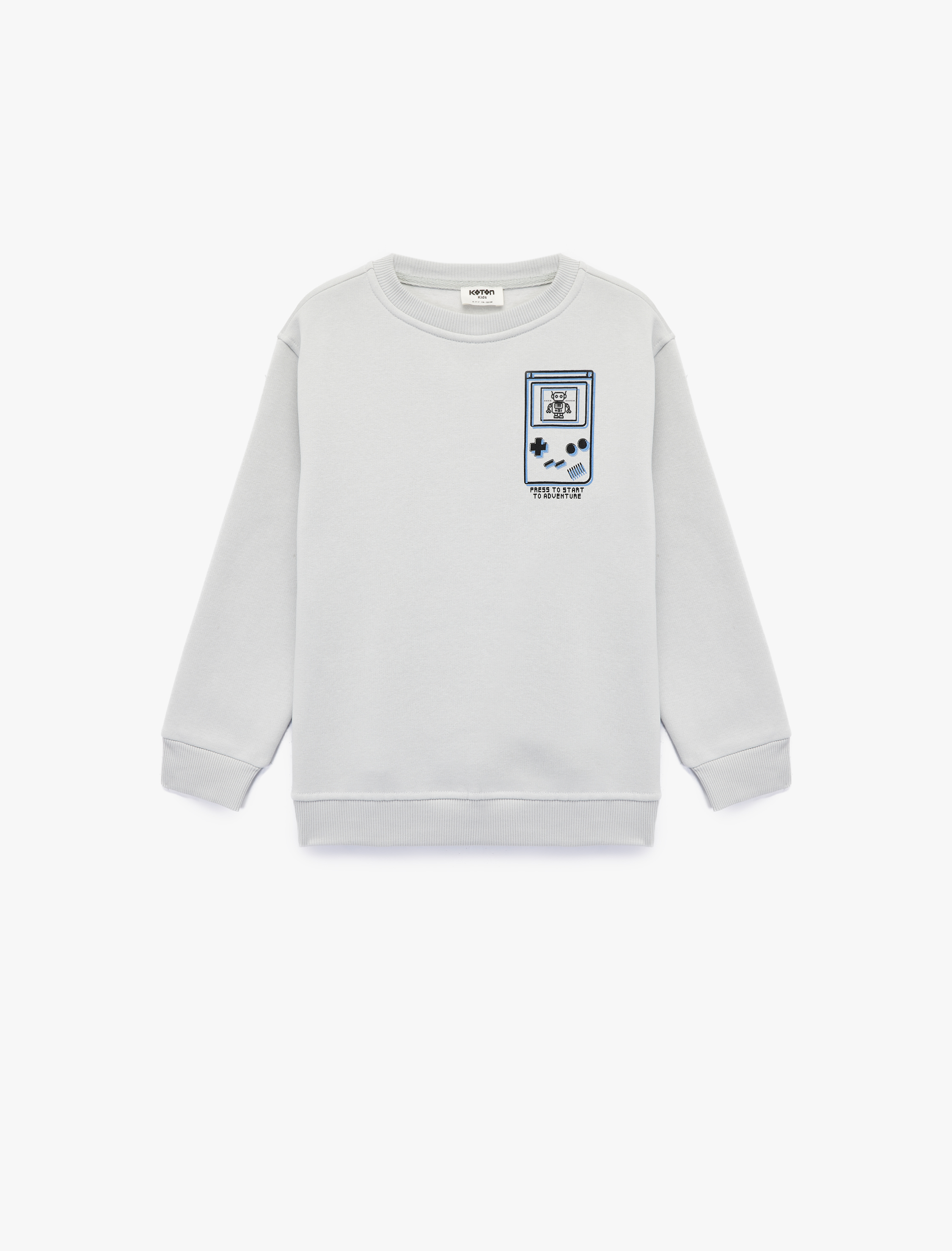  Erkek Çocuk Uzun Kollu Bisiklet Yaka Baskılı Sweatshirt