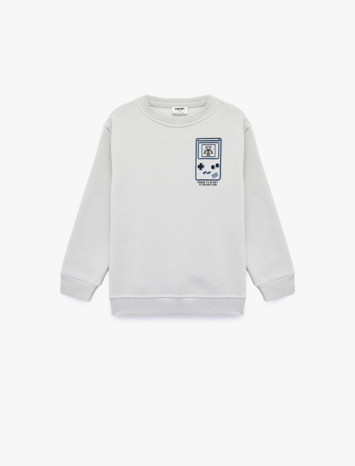 Erkek Çocuk Uzun Kollu Bisiklet Yaka Baskılı Sweatshirt