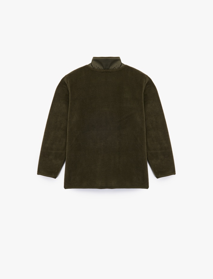 Erkek Bebek Uzun Kollu Cepli Dik Yaka Fermuarlı Polar Sweatshirt