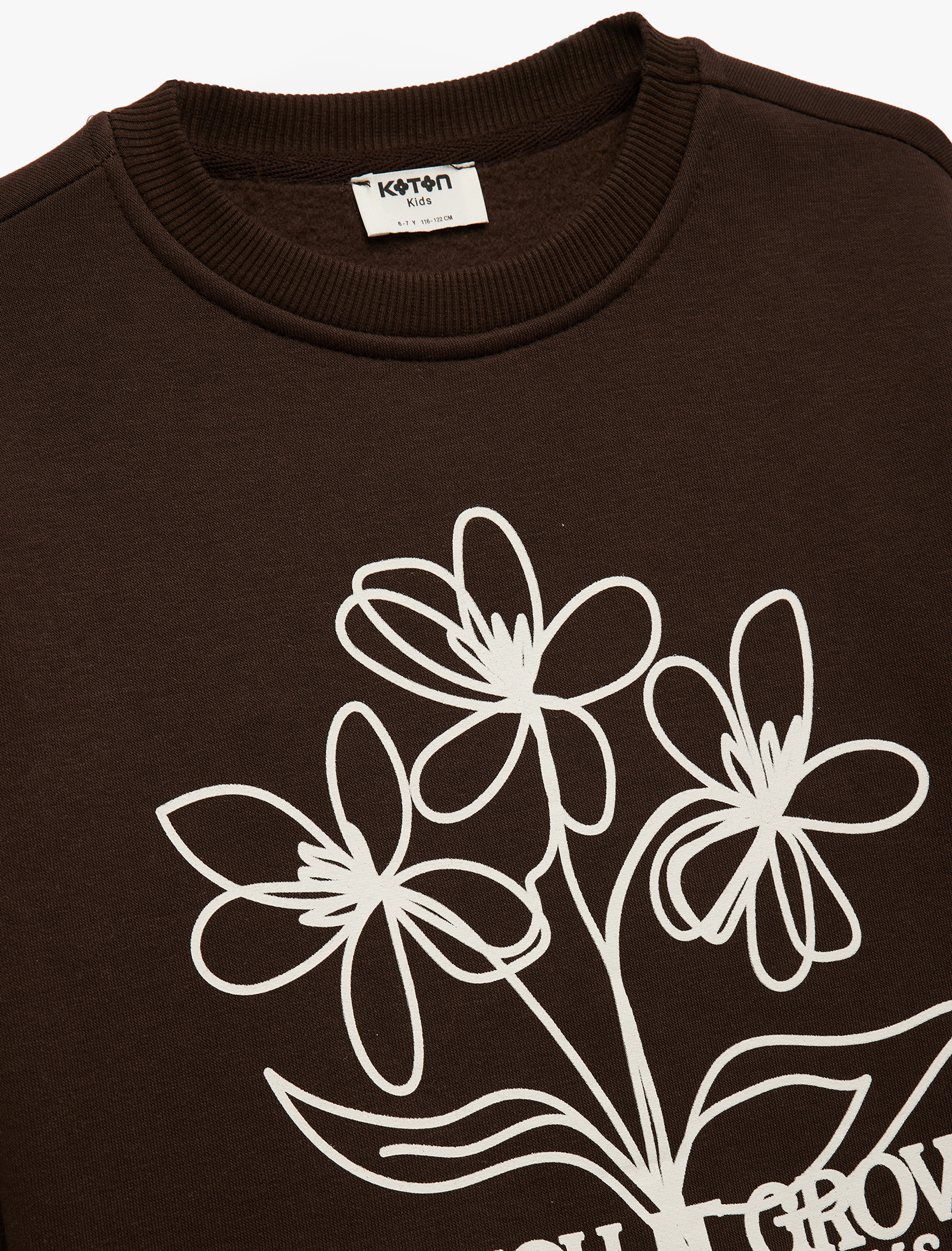  Kız Çocuk Şardonlu Uzun Kollu Bisiklet Yaka Baskılı Sweatshirt