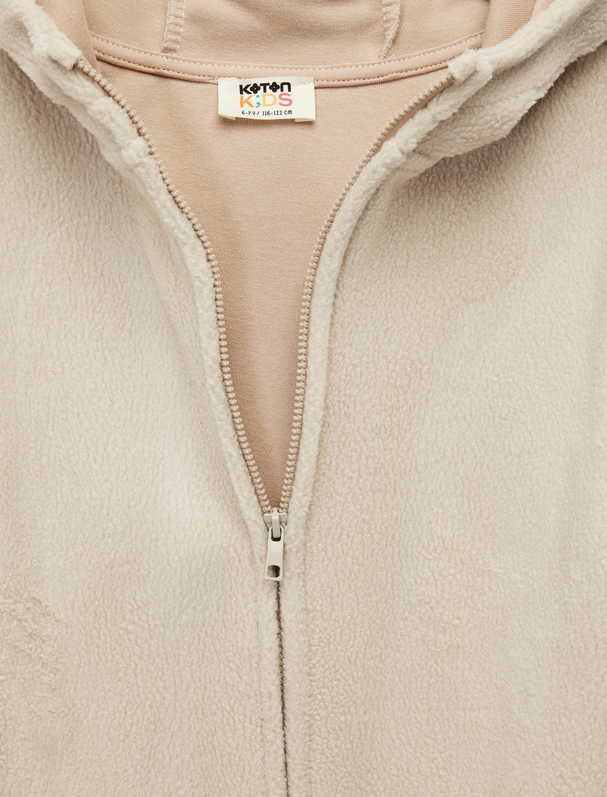  Erkek Çocuk Uzun Kollu Fermuarlı Kapşonlu Polar Sweatshirt