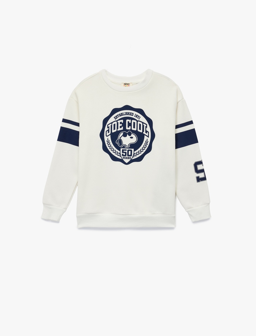 Erkek Çocuk Lisanslı Snoopy Baskılı Uzun Kollu Bisiklet Yaka Şardonlu Sweatshirt