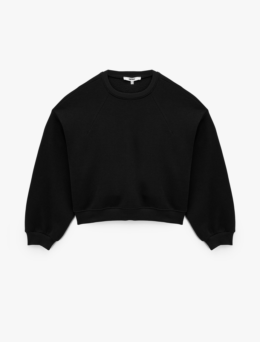   Regular Fit Üç İplik Uzun Kollu Bisiklet Yaka Basic Sweatshirt