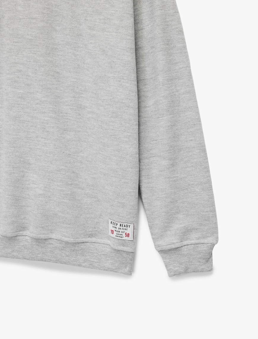  Erkek Çocuk Şardonlu Uzun Kollu Basic Yarım Fermuarlı Dik Yaka Sweatshirt