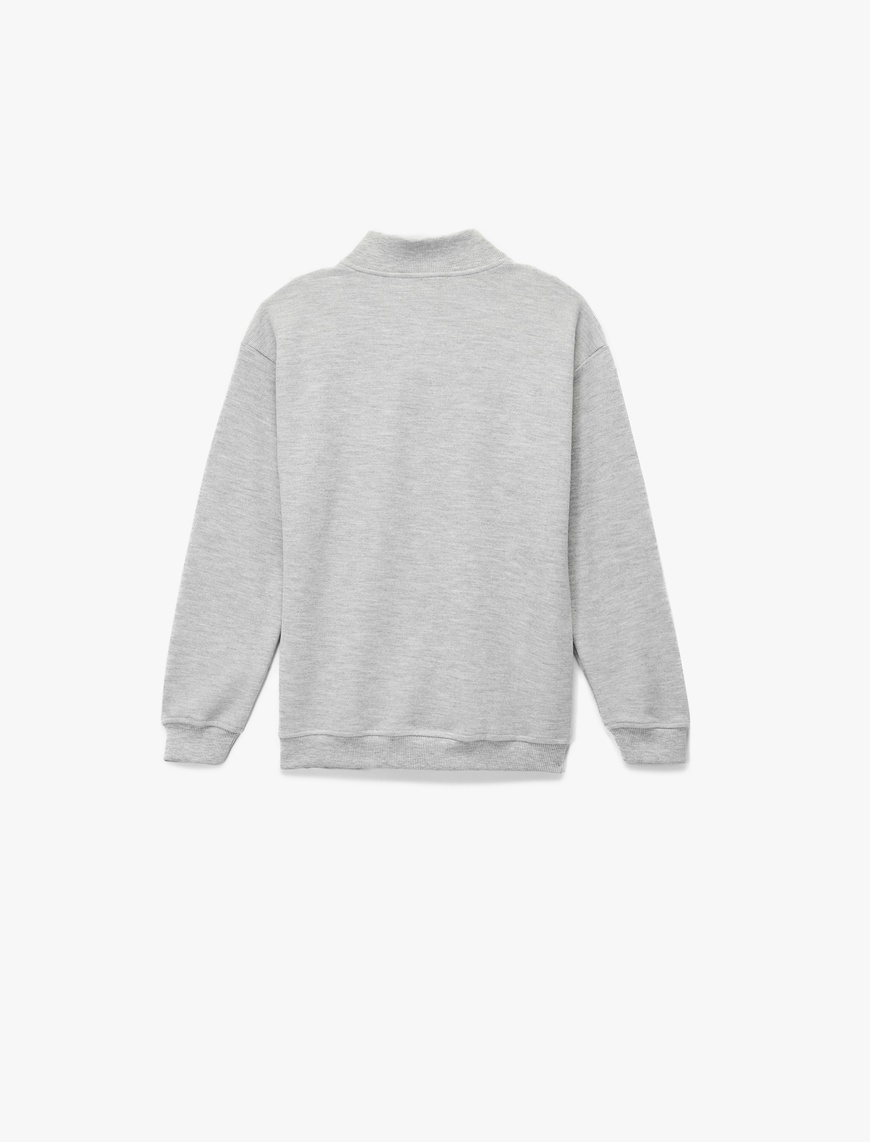  Erkek Çocuk Şardonlu Uzun Kollu Basic Yarım Fermuarlı Dik Yaka Sweatshirt