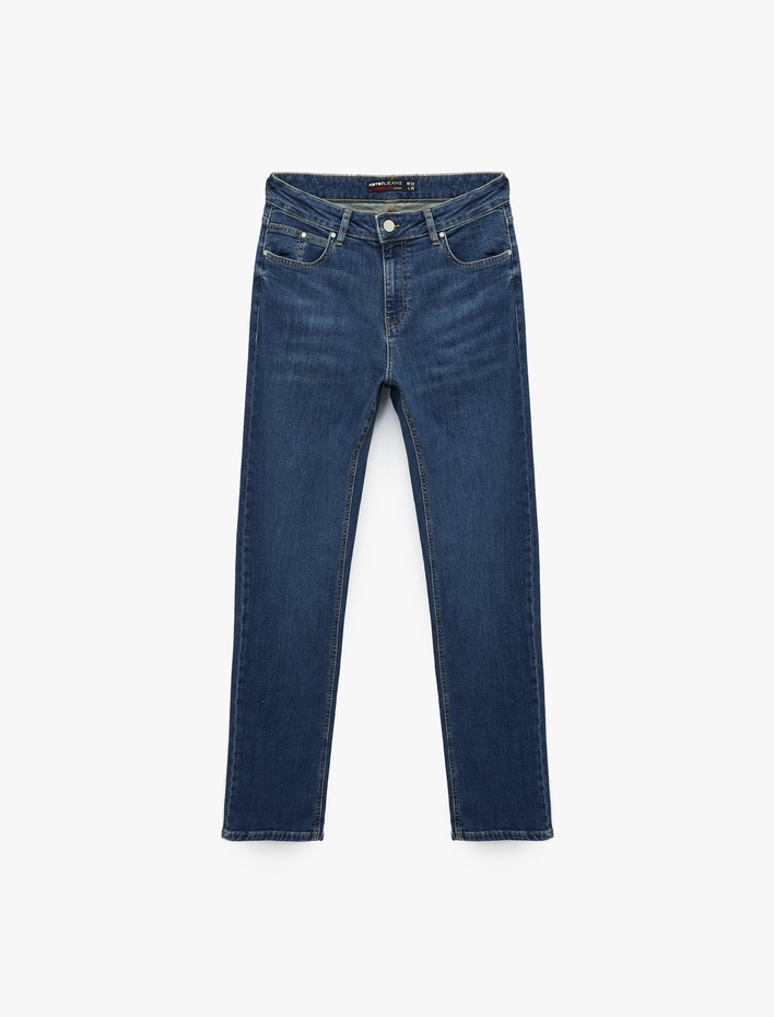  Cepli Straight Fit Düz Paça Jean Pantolon - Mark Straight Jeans