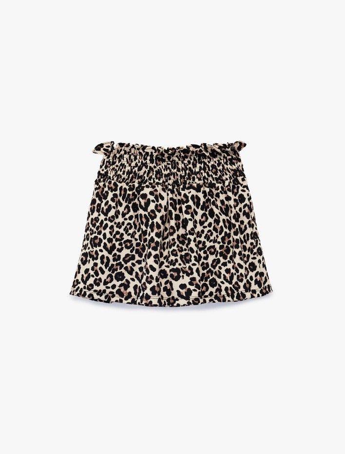 Kız Bebek Leopar Desenli Gipeli Mini Şort Etek