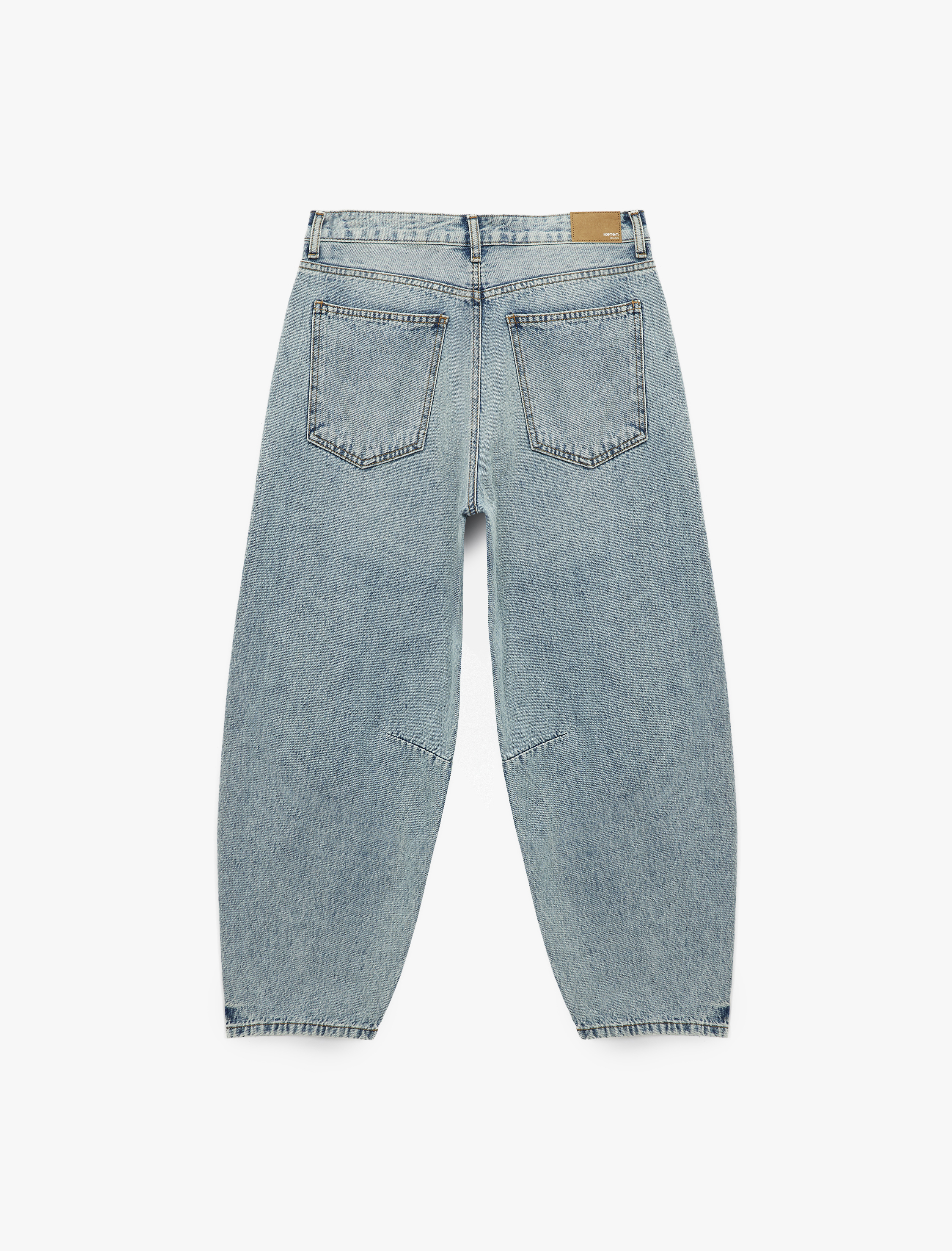 Pamuklu Rahat Kalıp Düğmeli Cepli Balon Jean Pantolon - Balloon Fit Jeans