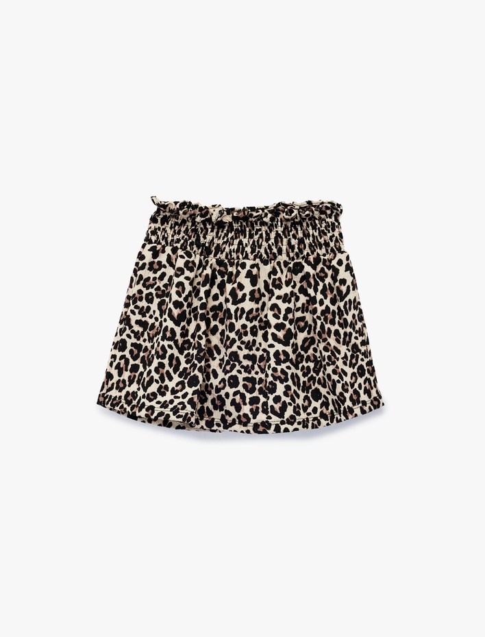 Kız Bebek Leopar Desenli Gipeli Mini Şort Etek