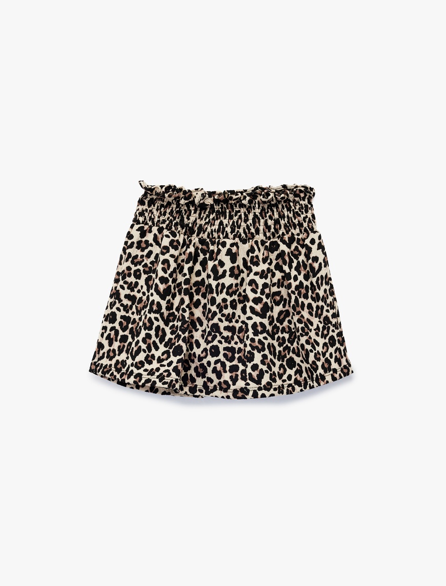  Kız Bebek Leopar Desenli Gipeli Mini Şort Etek