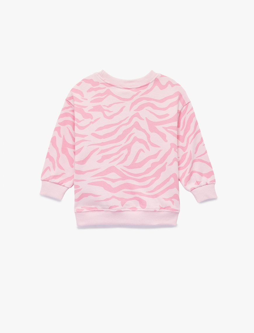  Kız Bebek Pamuklu Uzun Kollu Bisiklet Yaka Şardonlu Sweatshirt