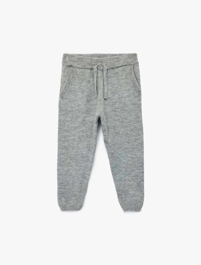 Erkek Bebek Beli Bağcıklı Basic Triko Pantolon