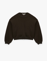 Regular Fit Üç İplik Uzun Kollu Bisiklet Yaka Basic Sweatshirt