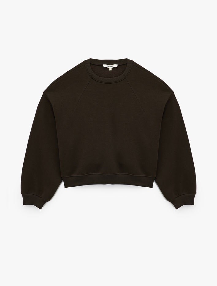  Regular Fit Üç İplik Uzun Kollu Bisiklet Yaka Basic Sweatshirt
