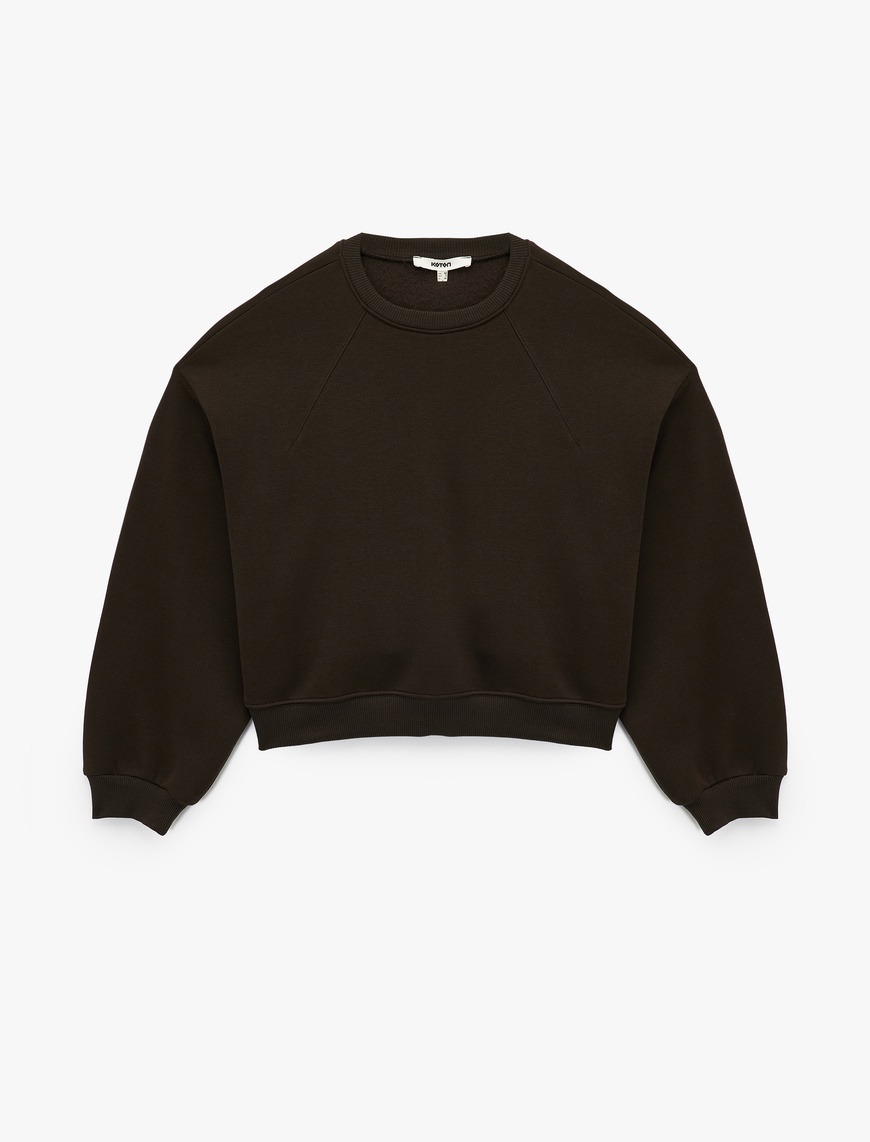   Regular Fit Üç İplik Uzun Kollu Bisiklet Yaka Basic Sweatshirt