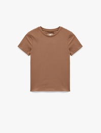 Slim Fit Kısa Kollu Bisiklet Yaka Spor Tişört