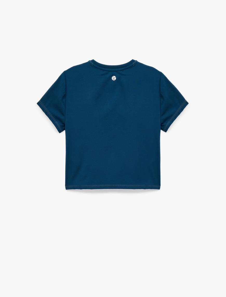   Slim Fit Kısa Kollu Bisiklet Yaka Crop Spor Tişört