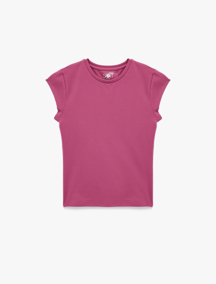   Slim Fit Kısa Kollu İnterlok Bisiklet Yaka Spor Tişört