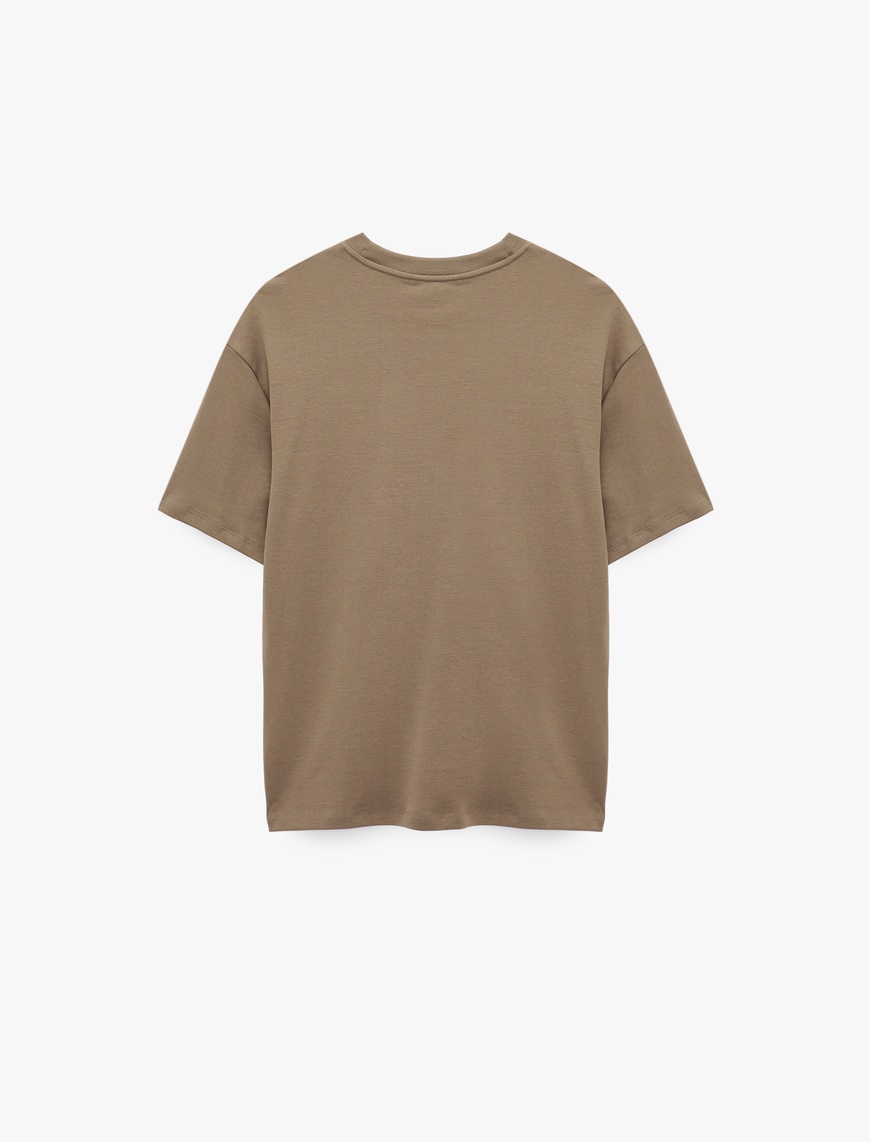   Kısa Kollu Bisiklet Yaka Pamuklu Basic Oversize Spor Tişört