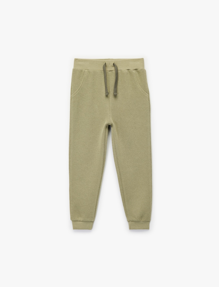  Erkek Bebek Pamuklu Şardonlu Beli Lastikli Basic Jogger Eşofman Altı