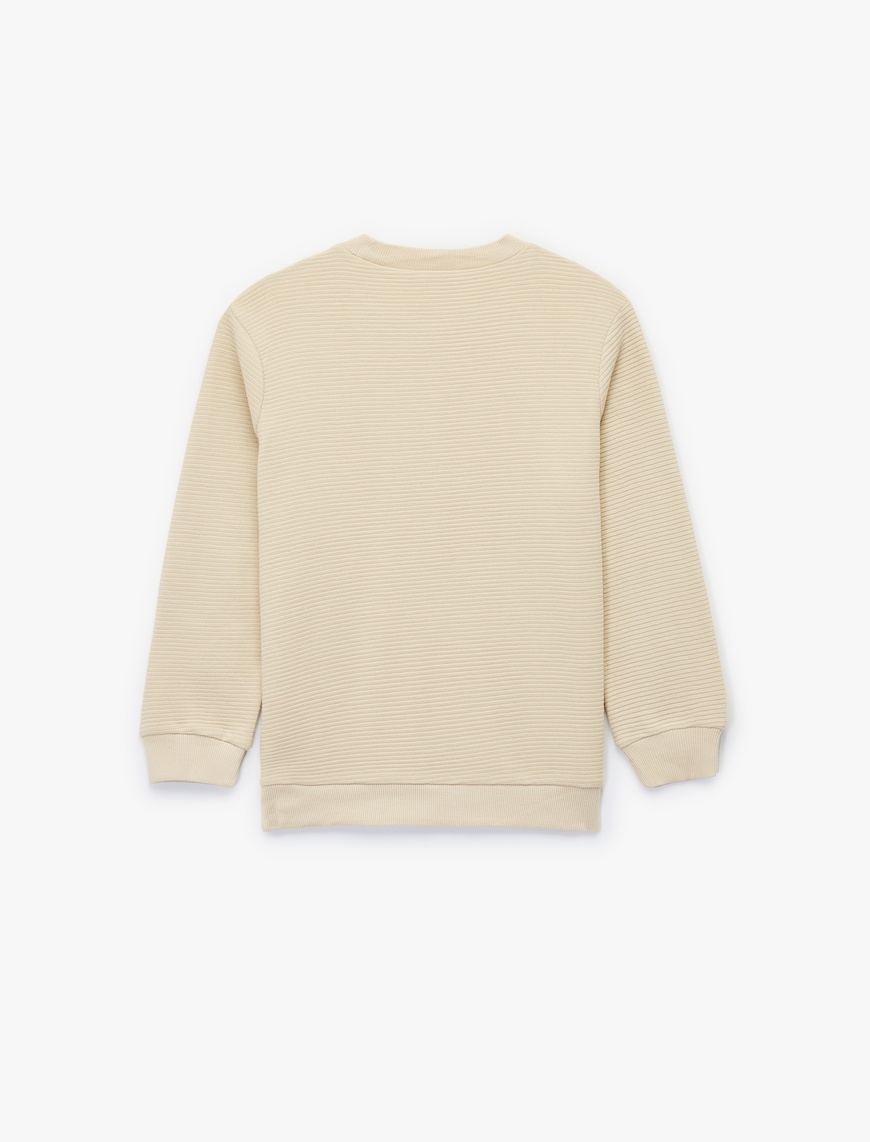  Erkek Çocuk Pamuklu Uzun Kollu Bisiklet Yaka Basic Okul Sweatshirt