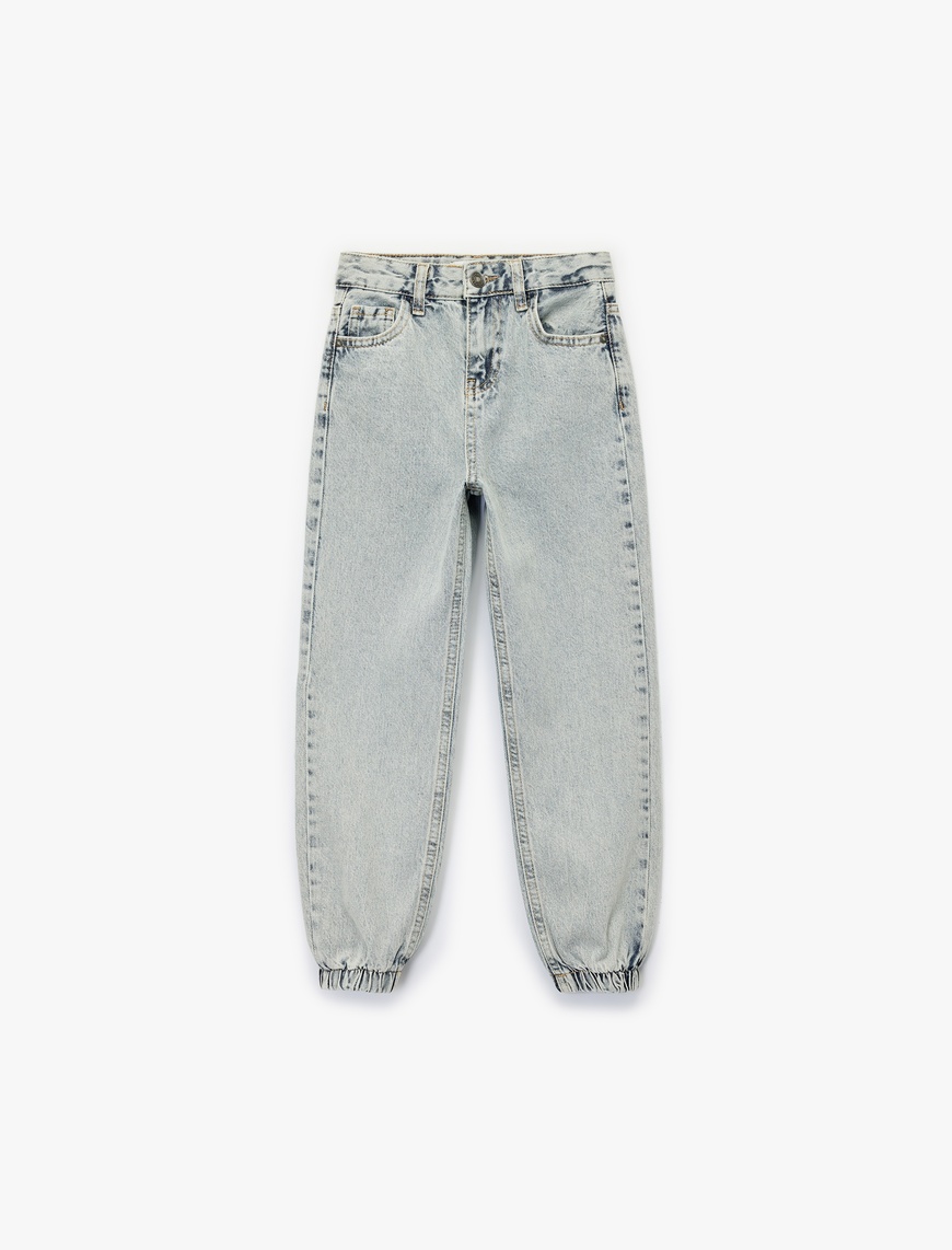  Kız Çocuk Pamuklu Cepli Jooger Denim Pantolon