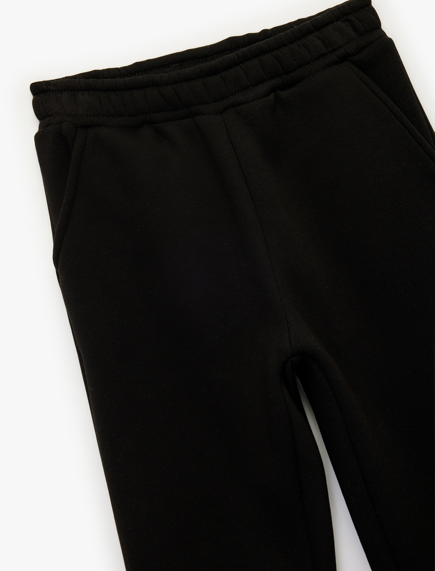  Kız Çocuk Şardonlu Beli Lastikli Baskılı Basic Jogger Eşofman Altı