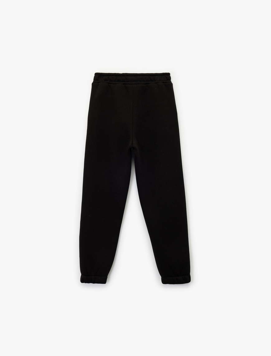  Kız Çocuk Şardonlu Beli Lastikli Baskılı Basic Jogger Eşofman Altı