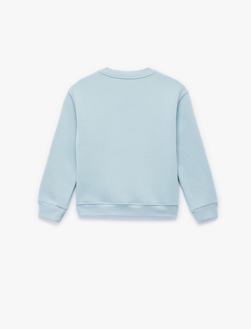  Kız Çocuk Uzun Kollu Bisiklet Yaka Kuzu Nakış Detaylı Sweatshirt