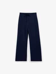 Yüksek Bel Bağcıklı Geniş Paça Pantolon