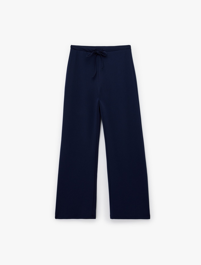  Yüksek Bel Bağcıklı Geniş Paça Pantolon