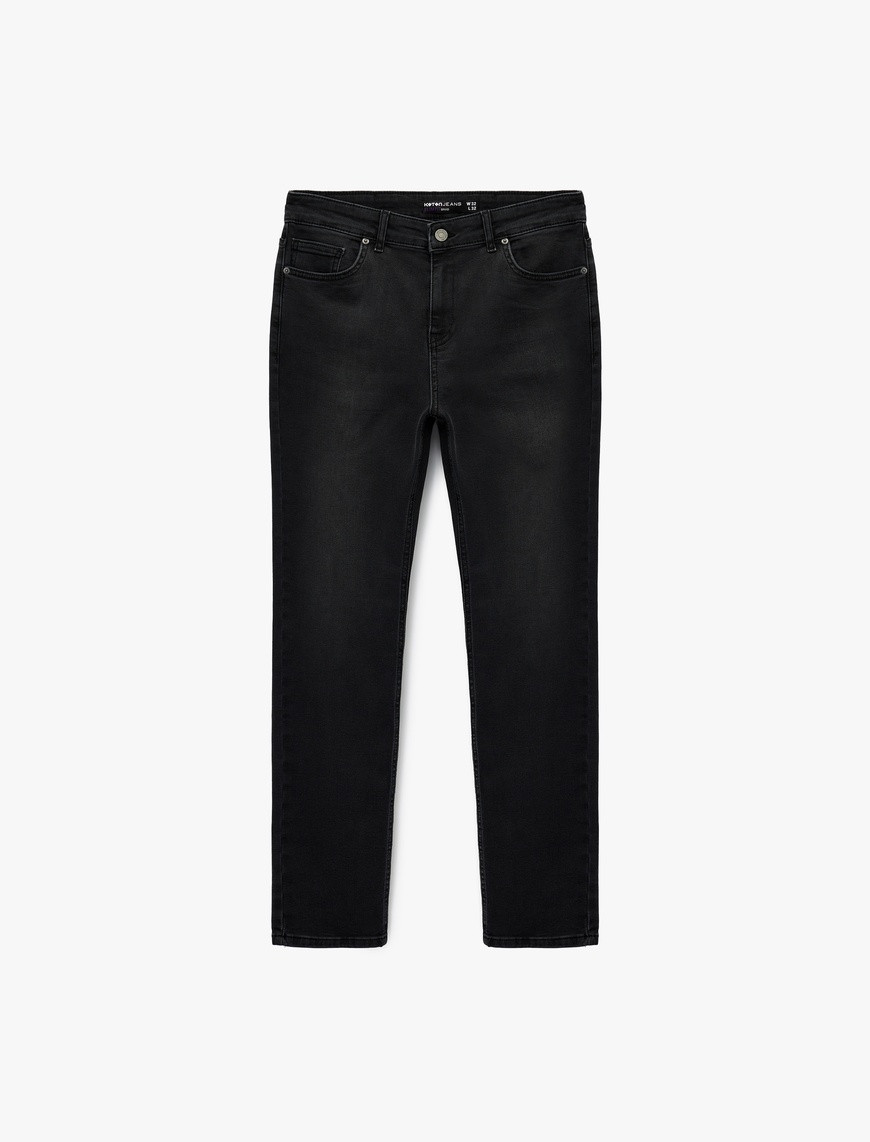   Slim Fit Düğmeli Cepli Jean Pantolon - Slim Fit Brad Jeans