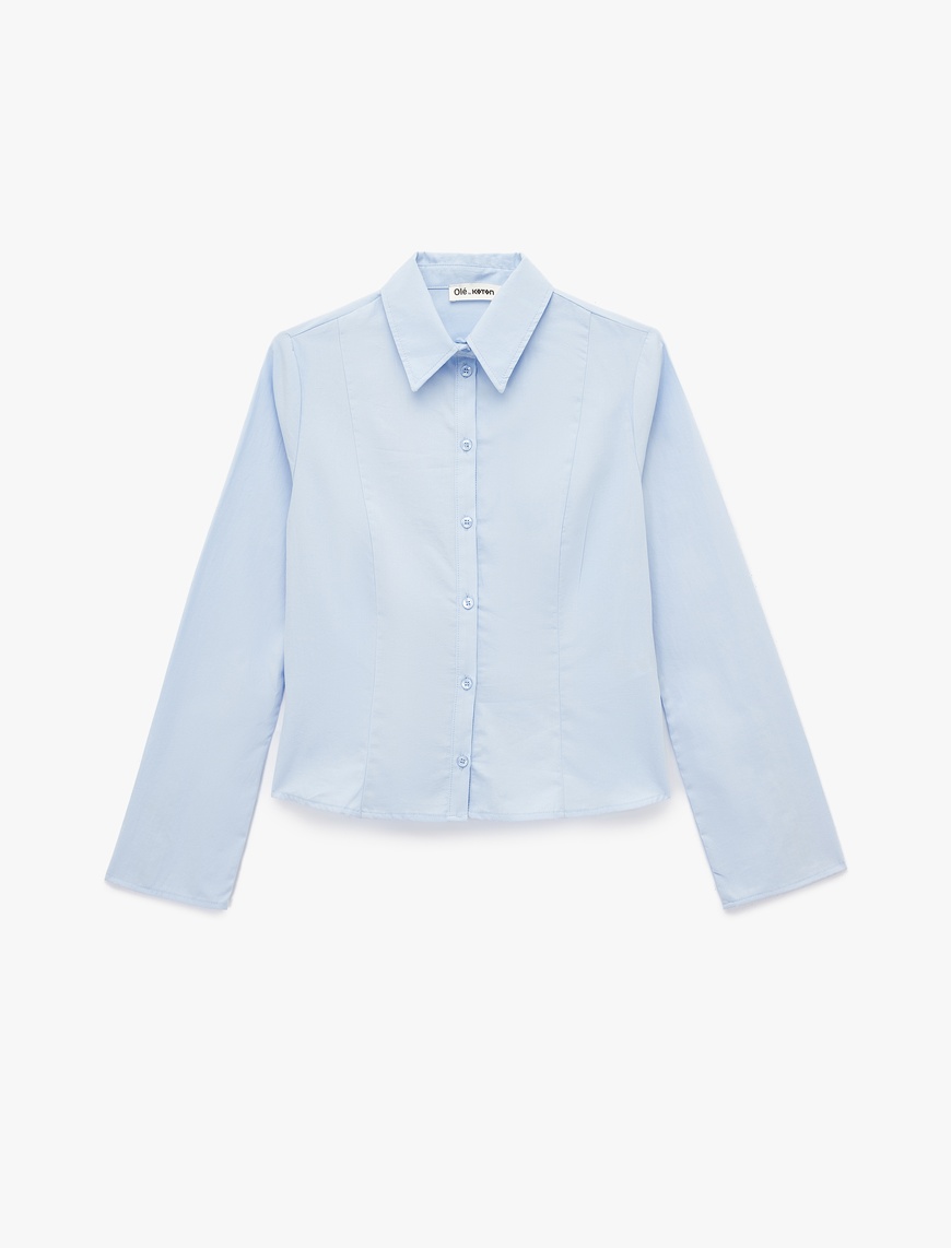   Pamuklu Uzun Kollu Slim Fit Düğmeli Klasik Yaka Gömlek