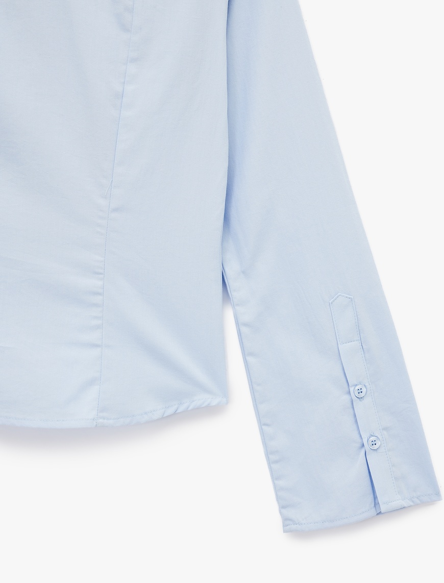   Pamuklu Uzun Kollu Slim Fit Düğmeli Klasik Yaka Gömlek