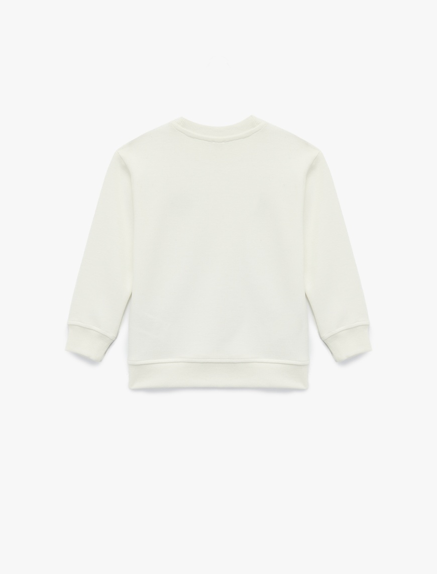  Erkek Çocuk Köpek Baskılı Uzun Kollu Bisiklet Yaka Sweatshirt