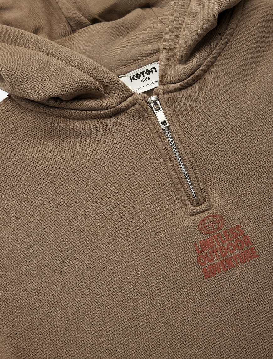  Erkek Çocuk Uzun Kollu Fermuar Detaylı Kapşonlu Sweatshirt