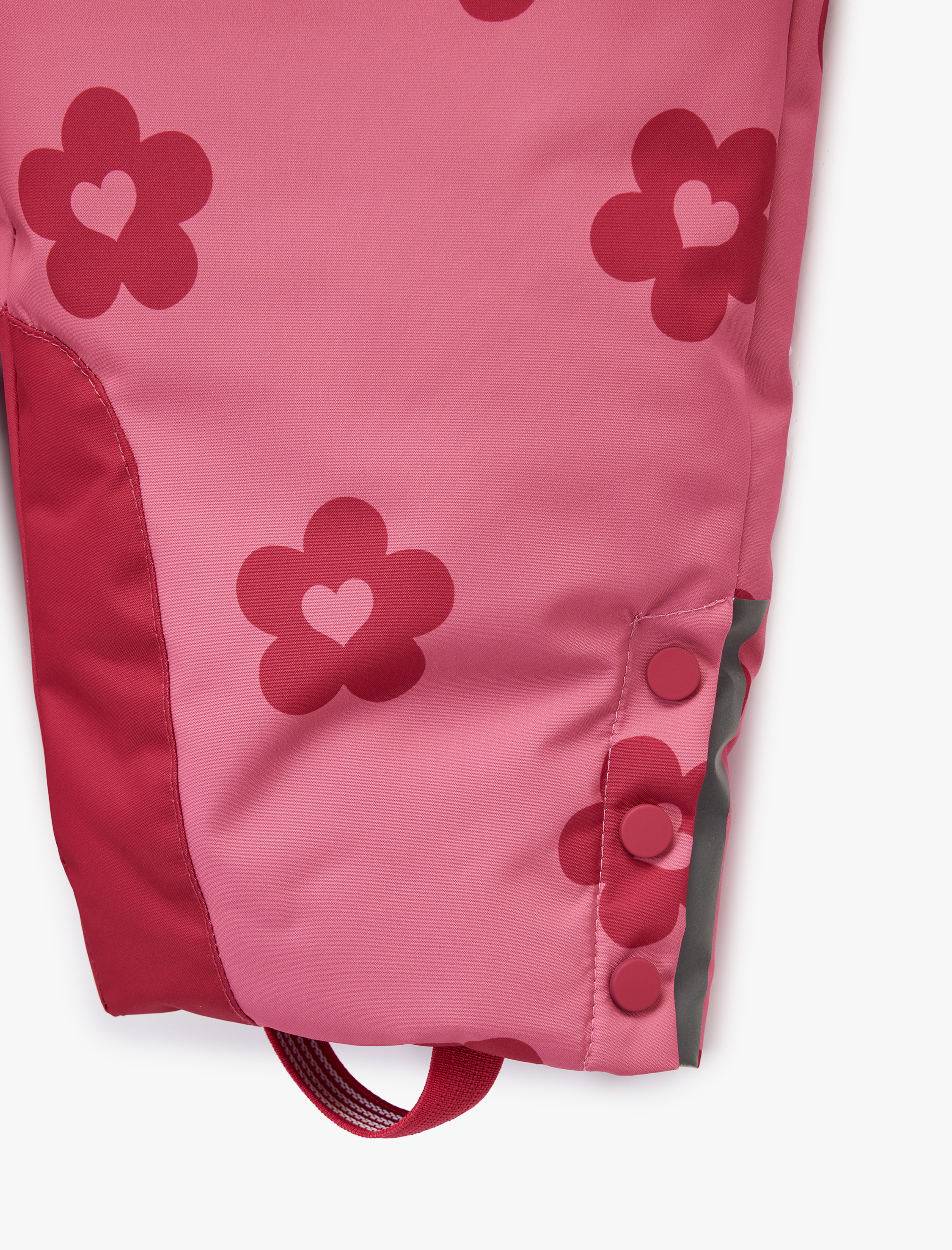  Kız Bebek Uzun Kollu Çiçekli Fermuarlı Kapşonlu Kar Tulumu